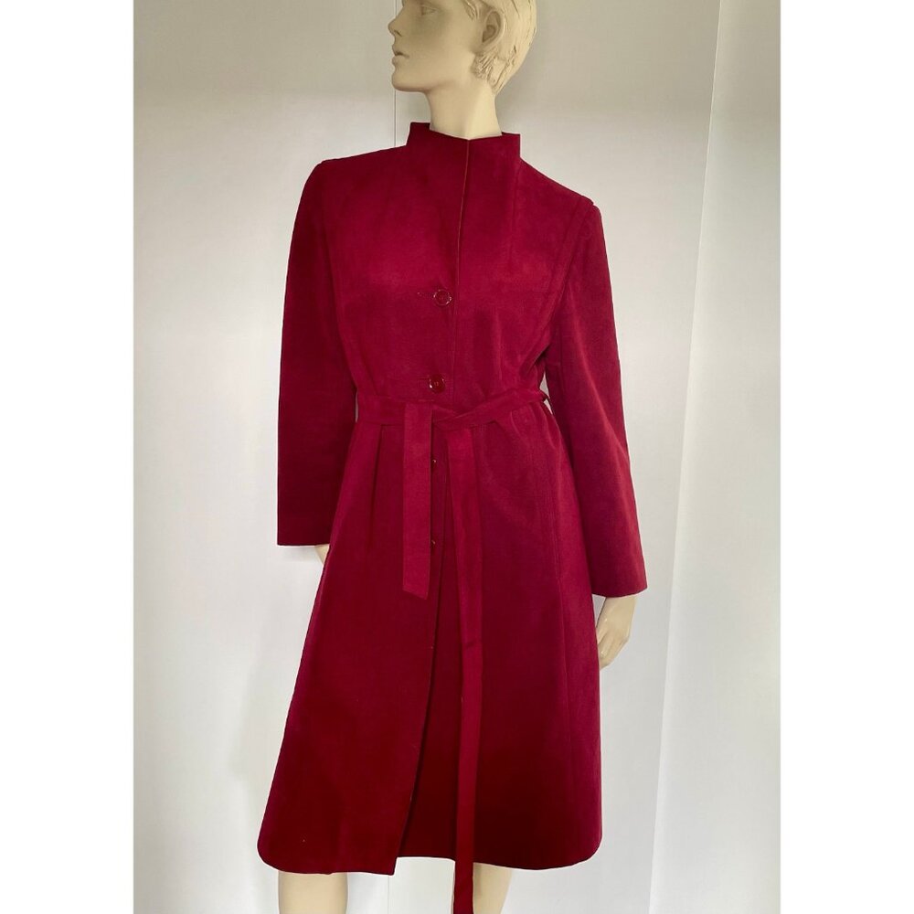 Vintage Trench Coat, Size L, 70s Suede-Like Midi Coat, Olympic Brand, 1970s